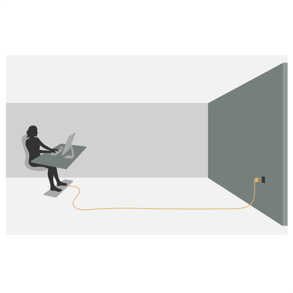 Illustration af en arbejdsplads, der er tilsluttet stikkontakten med jordingskablet