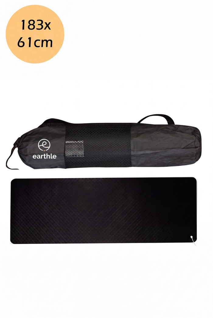 Earthle jordings-yogamåtte med bæretaske, 183 x 61 cm